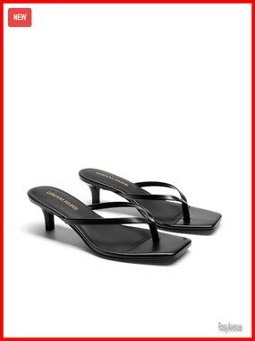 Kitten Heels Flip Flop Square Open Toe Thong Sandals 1.97 Inch Low Heels